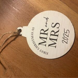 Faux wood First Christmas as Mr and Mrs' Ornament